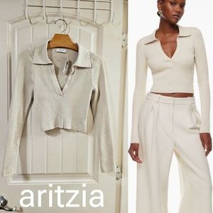 Aritzia babaton sculpt knit polo long sleeve